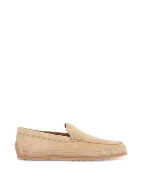 Tod's Beige Woven Leather Slip-On Loafers With Rubber Sole Men