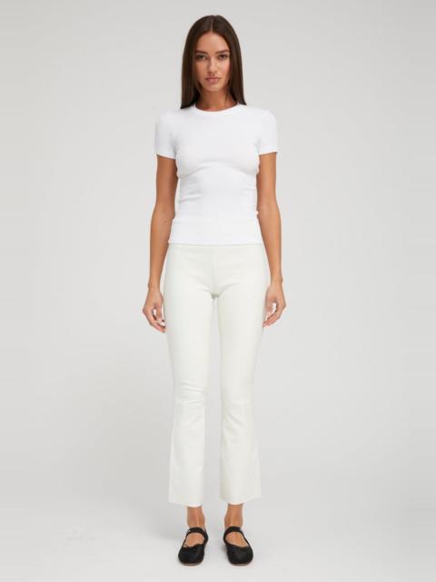 SPRWMN WHITE LEATHER ANKLE FLARE