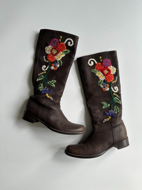Miu Miu Miu Miu floral embroidered high boot