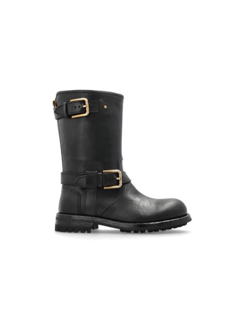 Dolce & Gabbana DOLCE&GABBANA Black Leather Ankle Boots New & Authentic (Wom