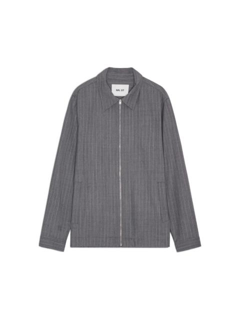pinstripe zip-up jacket