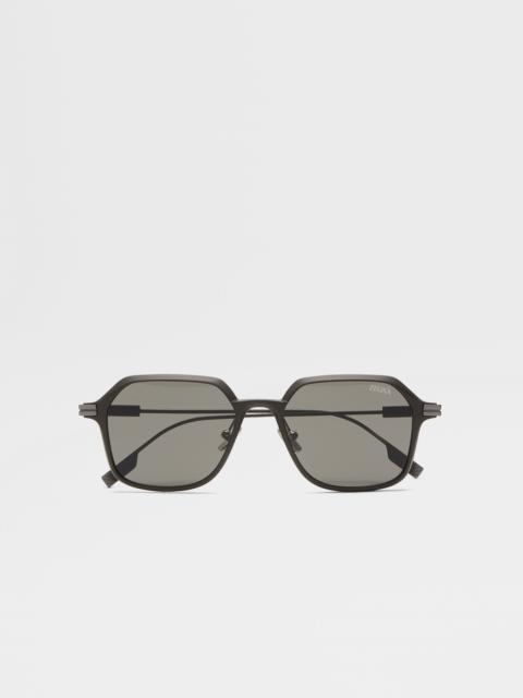 ZEGNA GREY ALUMINUM AND METAL SUNGLASSES