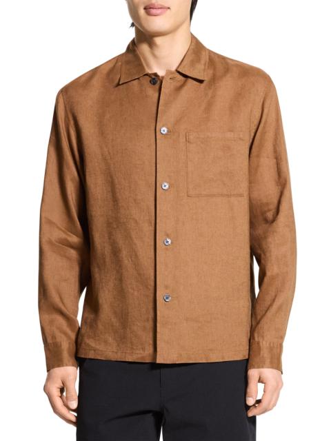 Theory Theory Irving Boxy Linen Button-Up Shirt in Deep Tobacco at Nordstrom