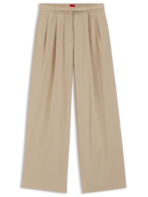 HUGO STRAIGHT-FIT TROUSERS WITH GOLD-TONE CARABINER CHAIN