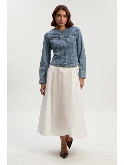 KAREN MILLEN Denim Collarless Tailored Western Shirt