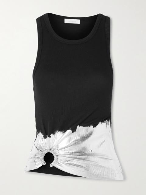 rabanne Embellished Metallic Ribbed Cotton-blend Jersey Tank