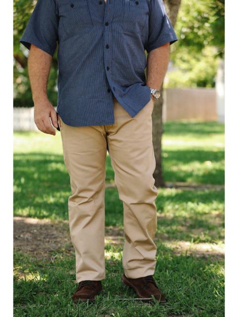 Iron Heart 9OZ MERCERIZED SELVEDGE COTTON RELAXED TAPERED CUT CHINOS - KHAKI IH-727-KHA