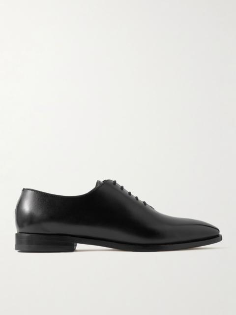 Manolo Blahnik Snowdon Whole-Cut Glossed-Leather Oxford Shoes Black
