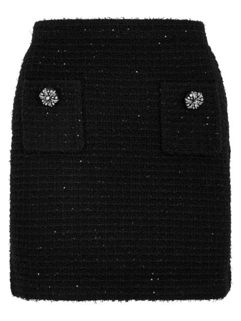 Self-portrait Embellished Bouclé Tweed Mini Skirt