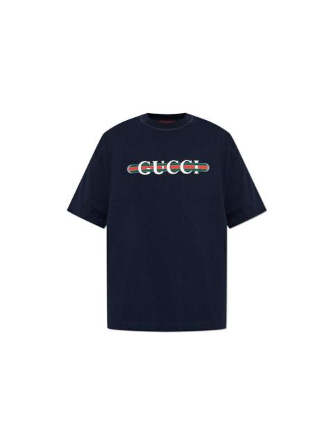 GUCCI GUCCI Navy Blue Cotton T-Shirt New & Authentic (Men's size:S