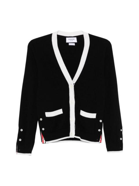 Thom Browne Jersey Stitch Cashmere V Neck Cardigan Women