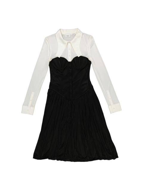 Burberry Open Box - Burberry Ladies Natural White Marcella Two Tone Bustier Shirtdress, Brand Size 12 (US Siz