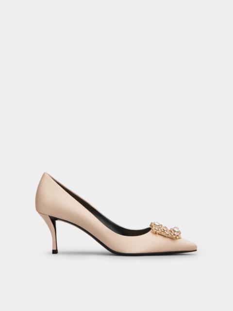 Roger Vivier Flower Strass Buckle Pumps in Satin