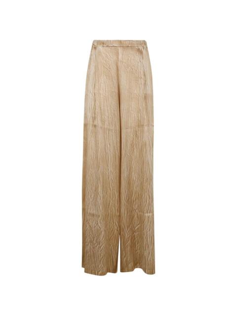 Avant Toi Crumpled Effect Silk Palazzo Pants
