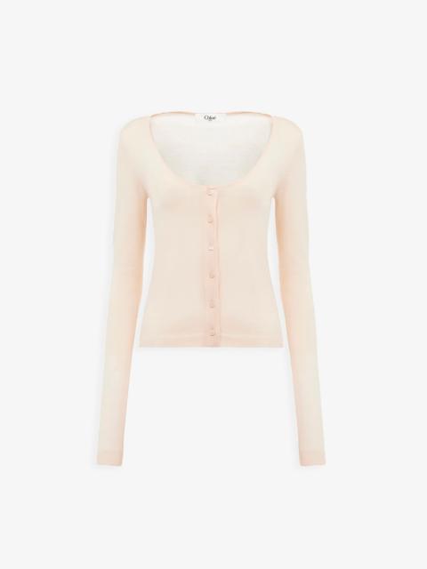 Chloé Scoop-neck wool knit fitted cardigan