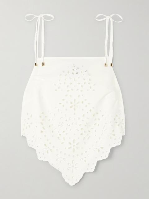self-portrait Cropped Broderie Anglaise Cotton Camisole