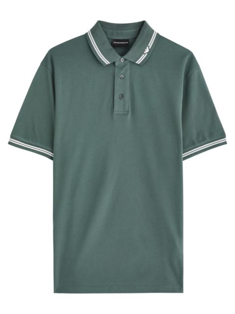 Emporio Armani Stripe-trimmed Cotton Polo Shirt