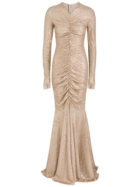 NORMA KAMALI Norma Kamali Sequined Ruched Gown