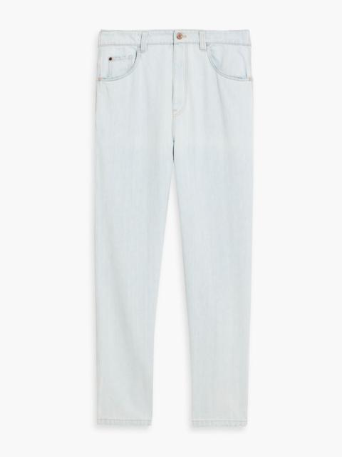 Brunello Cucinelli Bead-embellished high-rise tapered jeans