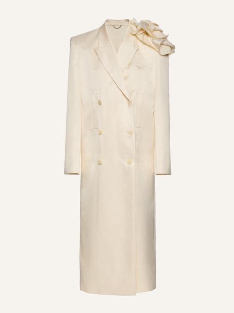 MAGDA BUTRYM Double breasted flower appliqué coat in cream