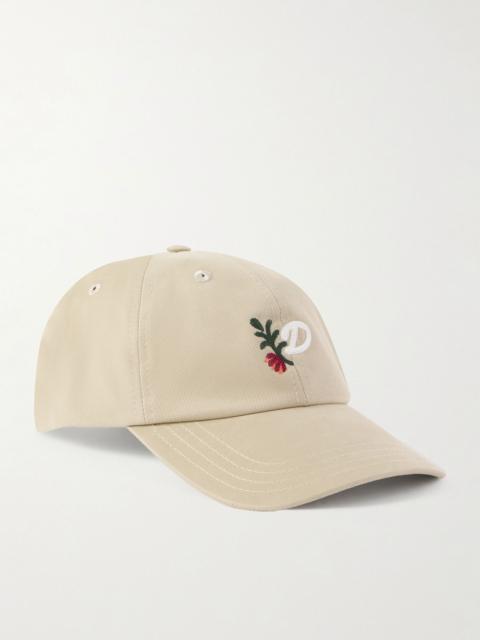 Drake's D Flower Embroidered Cotton-Twill Baseball Cap Beige