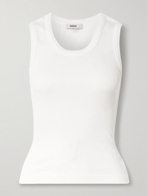 AGOLDE Poppy Ribbed Stretch Organic Cotton And Lyocell-blend Jersey Tank