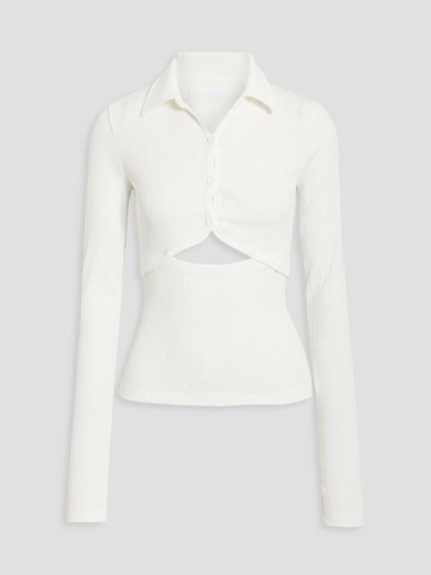 Helmut Lang Cutout ribbed-knit polo shirt