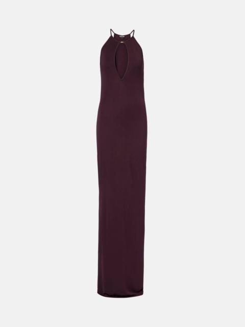 TOM FORD Cutout halterneck crêpe jersey gown