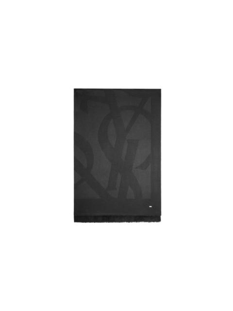 SAINT LAURENT SAINT LAURENT $795 Black Wool Cassandre Scarf New & Authenti
