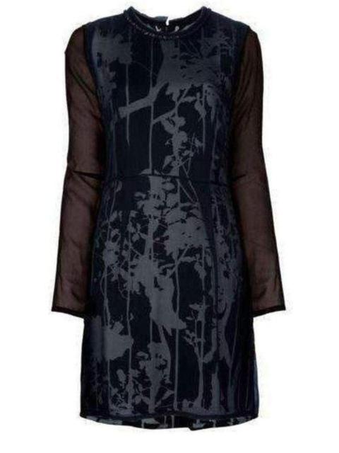 Other Designers Silk Foral Black Dress