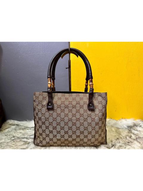 GUCCI Authentic Gucci Monogram GG Bamboo Tote Bag