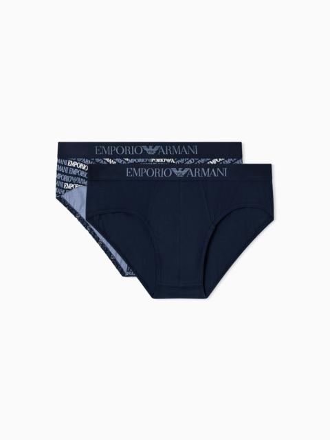 EMPORIO ARMANI TWO-PACK OF MIXED PATTERN PRINTED JERSEY BRIEFS