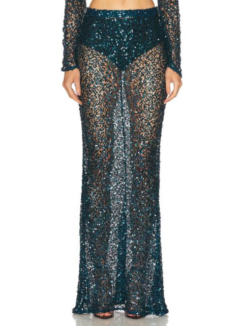 LAPOINTE Net Paillette Maxi Skirt
