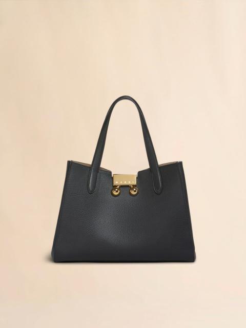 Marni BLACK LEATHER TRUNKAROO TOTE HANDBAG