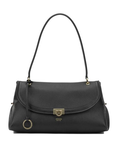 FERRAGAMO Ferragamo Medium Gancini Shoulder Bag Black