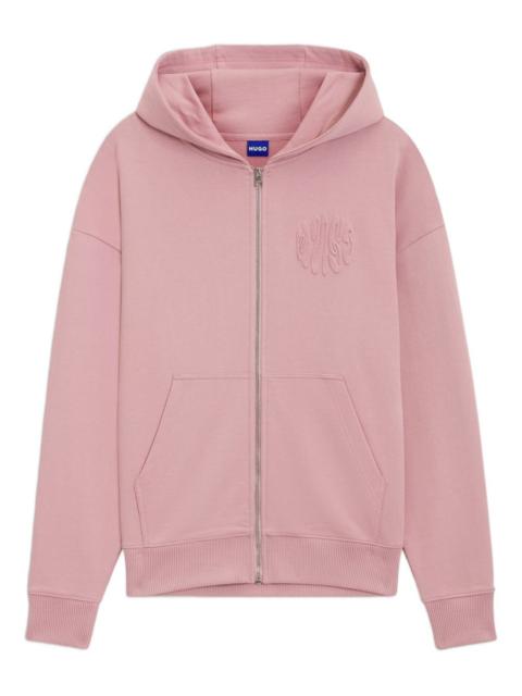 HUGO embossed zip-up hoodie