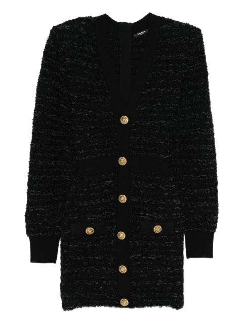 Balmain pockets button knit tweed dress