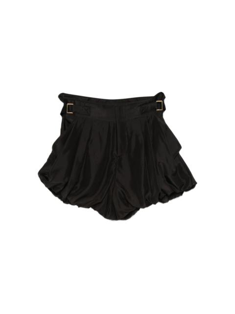 balloon-hem buckle silk habotai shorts