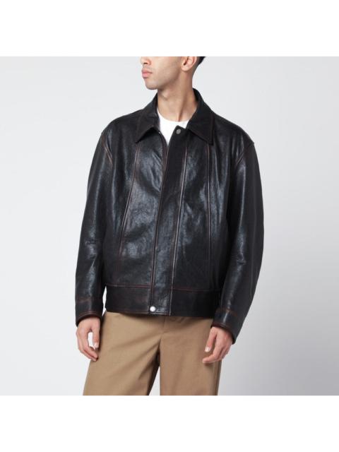 Golden Goose Golden Goose Burgundy Bomber Jacket In Nappa Leather Men