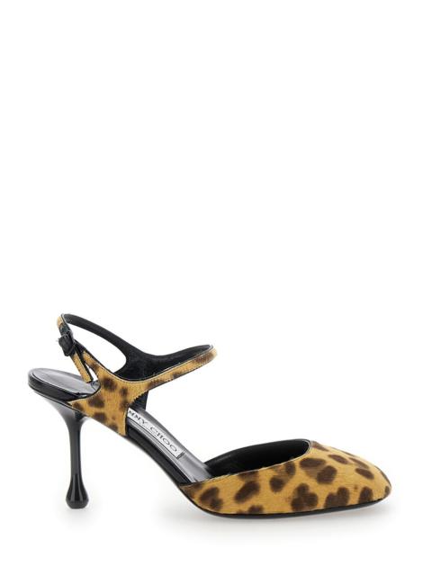 JIMMY CHOO Jimmy Choo Women 'Pixie' Brown Pumps With High Sculpted Heel And All-Over Leopard Print In Tech Fabr