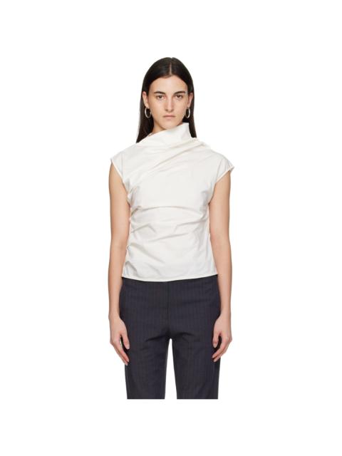 GANNI Off-White Ruched T-shirt