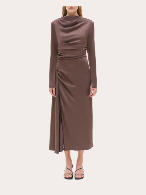 SIMKHAI Odessa Draped Satin Midi Dress