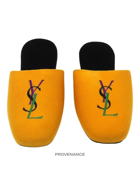 SAINT LAURENT Yves Saint Laurent YSL Logo Slipper - Yellow Velour