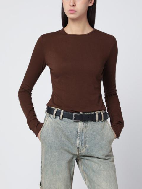 entire studios Brown crewneck cotton-blend top