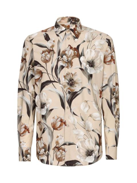 Dolce & Gabbana FLORAL-PRINT POPLIN SHIRT