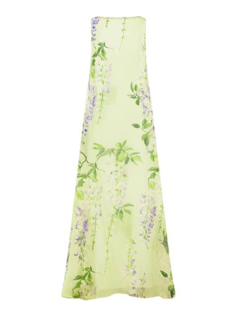 LEO LIN Yumei Open-Back Silk Gown yellow