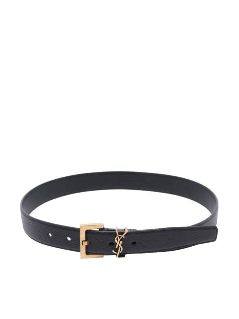 Saint Laurent Women Cassandre Belt With Square Buckle
