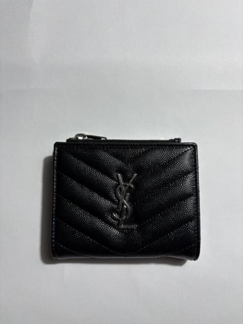 SAINT LAURENT SAINT LAURENT GRAIN DE POUDRE CHEVRON MONOGRAM ZIPPED CARD