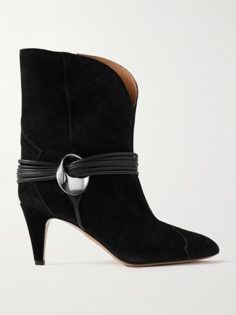 Isabel Marant Dytho Embellished Leather-trimmed Suede Ankle Boots