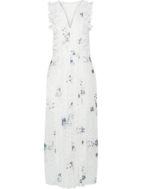 Chloé Ruffle Trimmed Printed Fil Coupe Maxi Dress